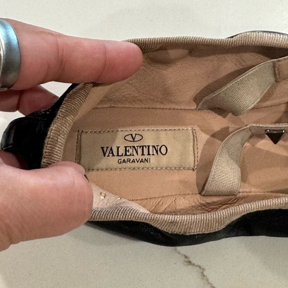 Valentino Black Rockstud Ballerina Flats - Picture 11 of 12